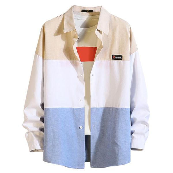 

сорочка homme мужской рубашка 2020 мужская повседневная мода цвет столкновение лоскутная с длинным рукавом топ блуза камиза hombre camisas, White;black