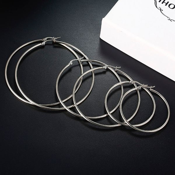 

e090 oversize big circle hoop earrings set for women simple punk style brincos round earrings party jewelry gift, Golden;silver