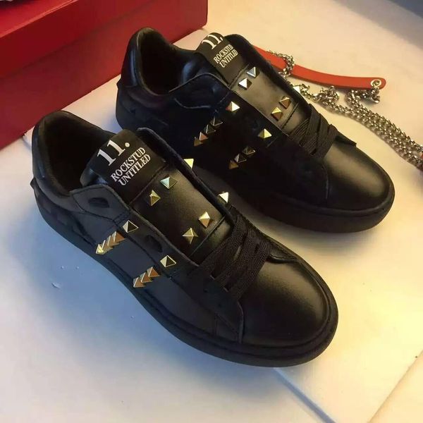

fashion luxury designer u611 40/41/42/43/44/45/46 black white genuine leather stud sneakers shoes casual uniwomen men