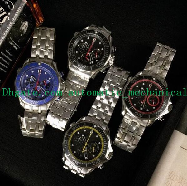 

4 style luxury watch se@master chronograph 212.30.44.52.03.001 blue dial 40mm quartz mens fashion men watches new version, Slivery;brown
