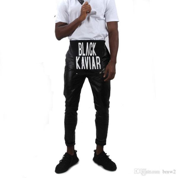 

2017 мужской подтяжки локомотив брюки печати комбинезон длинный прямой дизайн черный pu черный kaviar тонкий брюки кожа мужчины женщины, Black