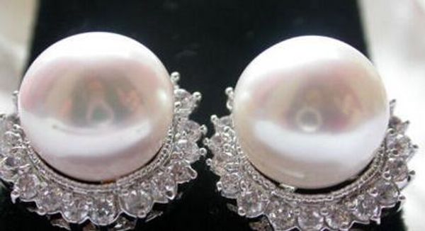 

11-12mm blanco perla mosaico loto pendiente de plata, White