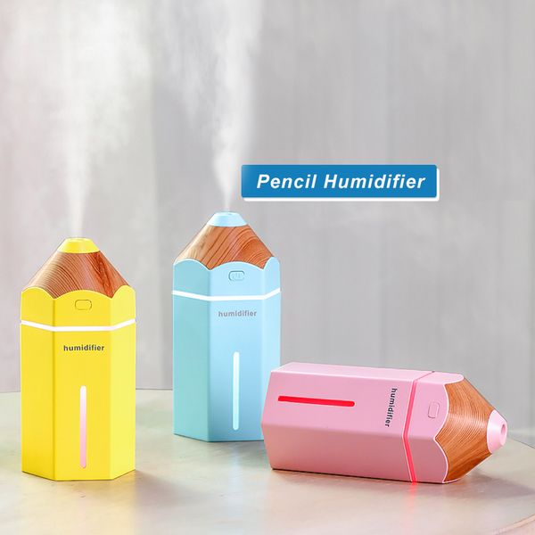 

new pencil humidifier creative mini ultrasonic humidifiers led magic light oil aroma diffuser usb fogger car air freshener