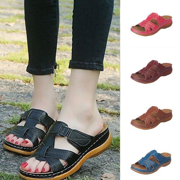 

women's summer open toe comfy sandals super soft orthopedic low heels walking sandals drop shipping toe corrector cusion, Black