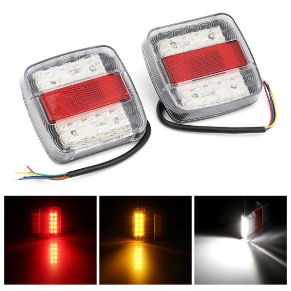 

2pcs 46 led car truck tail light warning lights rear lamps waterproof tailights rear turnning license plate lights for trailer