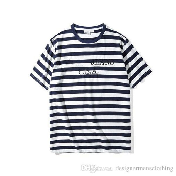 

womens designer tshirts usa jeans luxury short sleeved embroidery stripe shirts mens casual clothes women loose tees, White