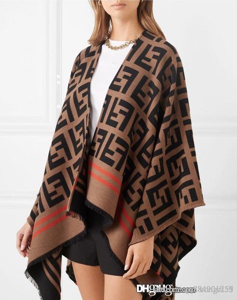 

2019 autumn and winter women new cloak shawl coat letters loose wild tassel irregular clothing angle fashion women sweaters pullover women, Black
