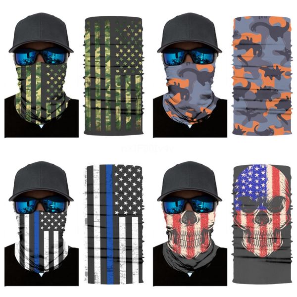 

fashion usa flag magic headskull scarf bandana cycling masks head neck scarves windproof sport camouflag face mask with filtere #767#789, Blue;black