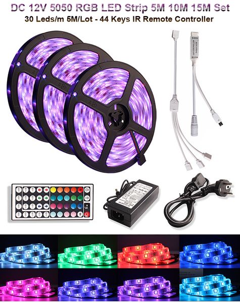 

5050 5м rgb светодиодная лента smd5050 5m 10m rgb лента dc12v ленты диод светодиодные полосы лампа с ик-пульта дистанционного управления