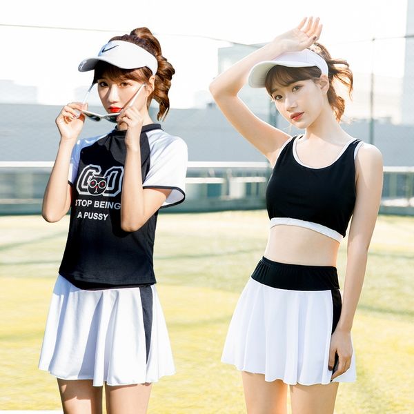 

6gyqb simple student conservative high elastic tight women's hipster simple student split conservative high elastic tight swimsuit wome, White;black