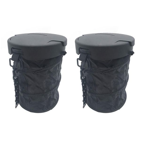

2pcs storage easy clean universal leakproof collapsible portable with cover garbage bin car trash can accessories large capacity