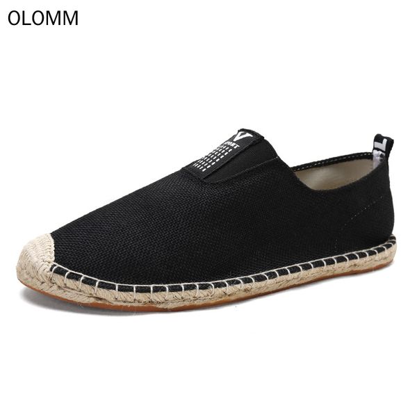 

2019 summer new men fashion breathable shoes casual canvas lazy flats shoes men loafers comfortable human race, Black