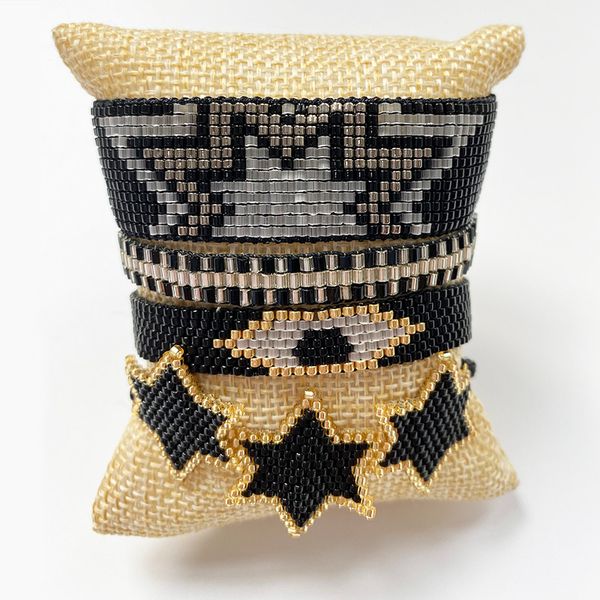 

rttooas miyuki bracelet women turkey evil eye bracelets black tassel star woven charm bracelet fashion handmade pulseras 2019, Golden;silver