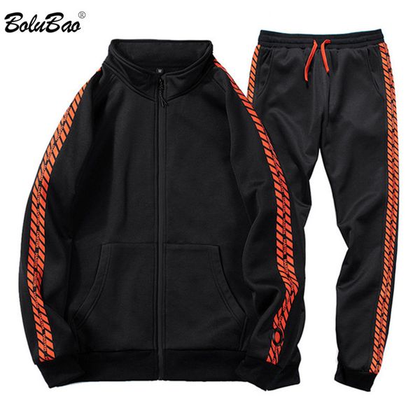 

bolubao brand men set slim fit men's fashion zipper tracksuit japanese simple comfortable male sets, Gray