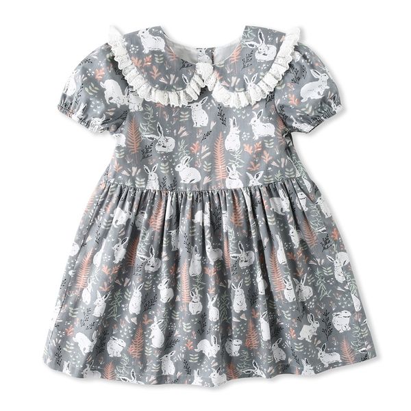 Acheter Infant Toddler Bébés Filles Robe Coton De Dessin Animé Canard Chat Ours Lapins Imprimer à Manches Courtes Jupe Robe Coton Tenue Vêtements De