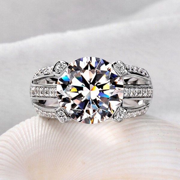 

оптовый профессиональный ручной solitaire 925 серебра белого сапфир имитация алмазного cz свадьба женщины кольцо диапазона размер подарок 5, Silver