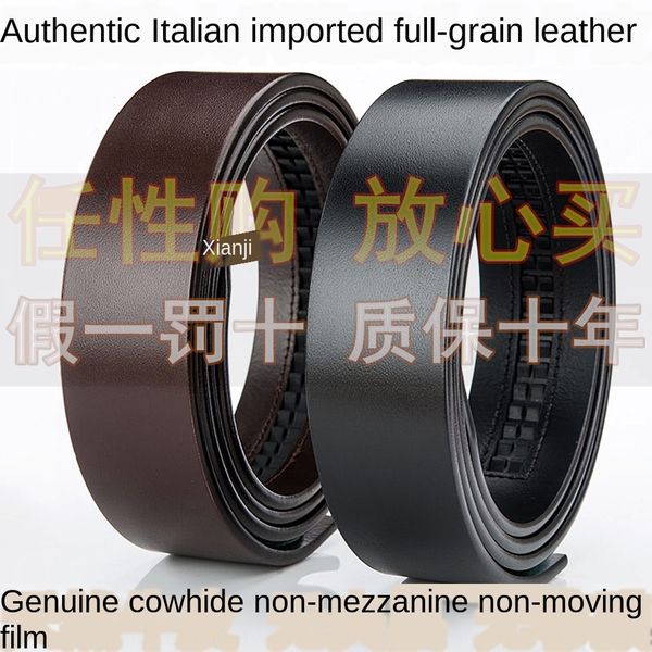 

italian layer cow hide automatic buckle men's pure cow body without buckle belt men's belt, Black;brown