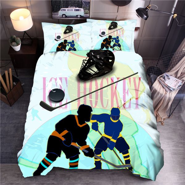 Sport Printed Bedding Sets Ice Hockey Duvet Cover Set Queen King