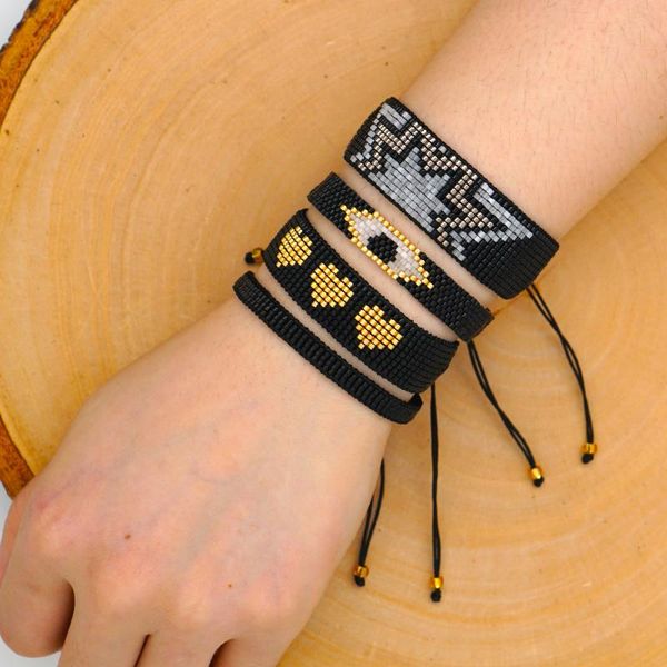 

go2boho pulseras mujer bracelet for women turkish evil eye bracelets miyuki heart jewelry men femme star beadsloom wristband, Golden;silver