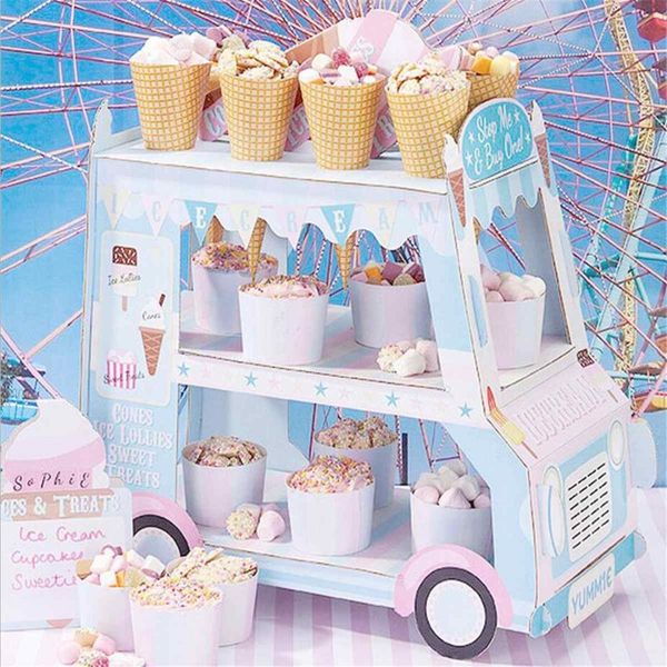 

ice cream van stand cars display stand cupcakes event party disposable birthday decoration cupcake sugar sweets crafts display
