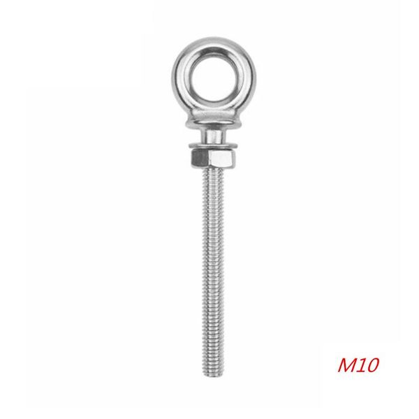 

marine grade 316 stainless steel long lifting eye bolt eyebolts with nut&washer ring hook bolt boats screw m6/m8/m10