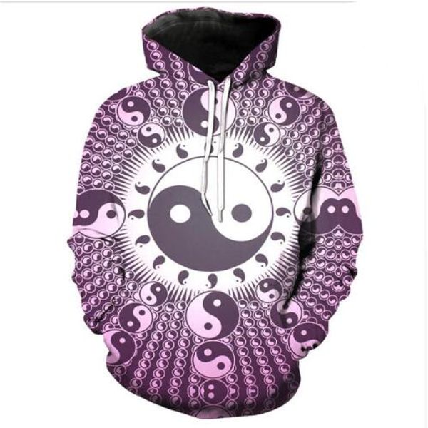 

new fashion hip hop sweatshirt men women 3d casual hoodies tai ji harajuku style loose pullover hoodies us0244, Black