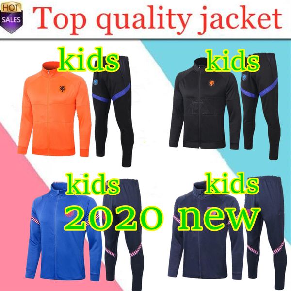

new 20 21 netherlands kids jacket soccer tracksuit 2020 2021 nederland football training suit jogging chandal futbol survetement foot, Black;white