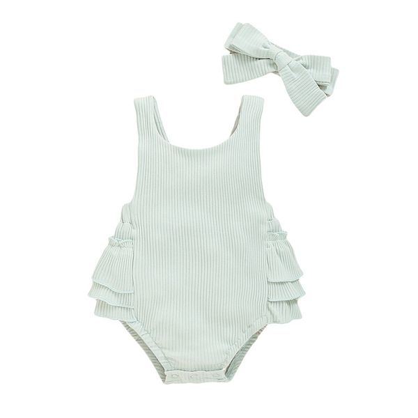 

0-18m infant baby girl clothes твердых рукава romper хлопок 2pc outfit, Blue