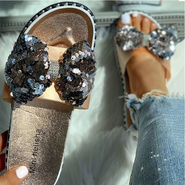 

summer slippers women platform sandals slippers dames bling shining slides outside chanclas mujer 2020 new casual beach shoes, Black
