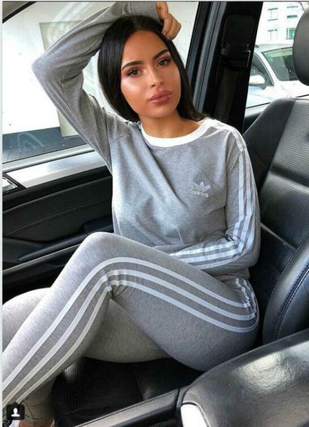 

casual suit tracksuit neo women's clothing pink girl sports suit long sleeves + trousers pink sport lounge wear ladies jogging suits1a9, Gray