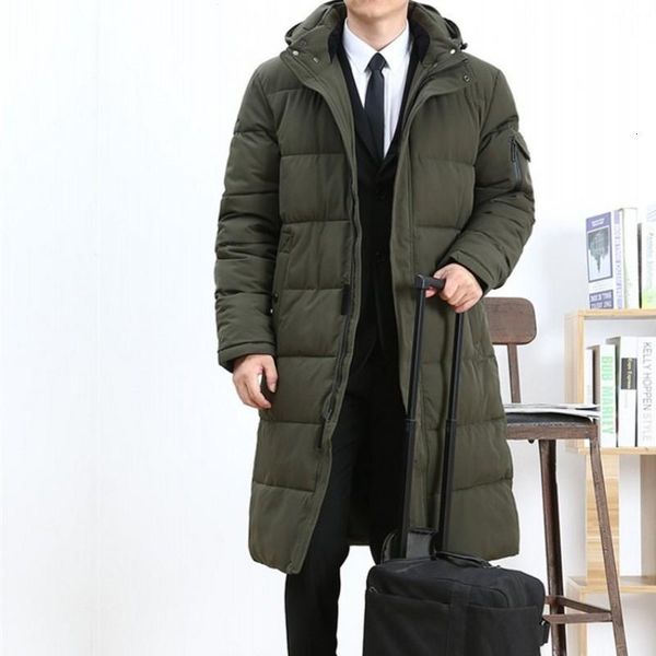 

зимние деловые мужчины длинный пуховик свободные утолщаются теплые парки с капюшоном ветровка мужские пальто повседневные большой размер l-6, Black