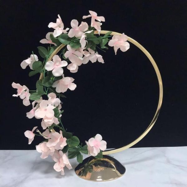 

new gold round wedding centerpiece vase hoop centerpiece stand metal floral hoop wedding decor centerpieces