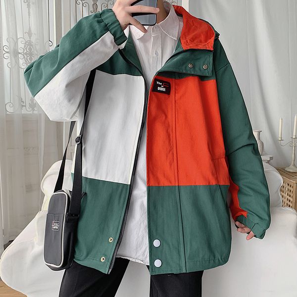 

autumn & winter hooded coat men's korean-style loose-fit hong kong style ins fashion versatile workwear multi-pockets joint cont, Black