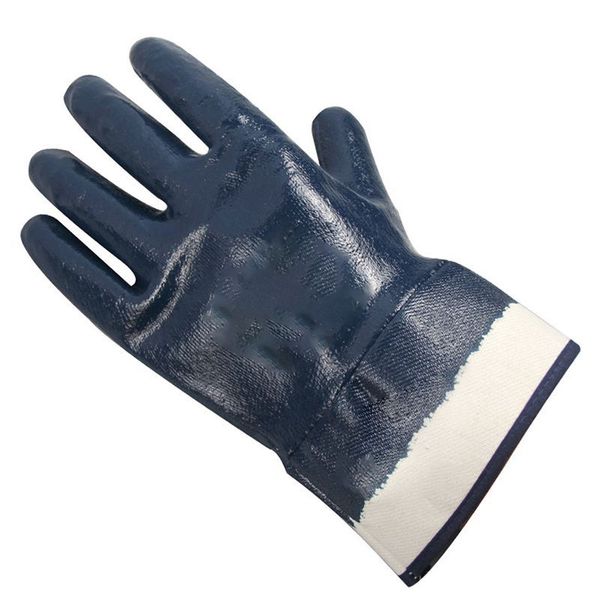 

safety mouth knitted flannel nitrile gloves full double plane oil and alkali oil machinery gas station gloves, Black