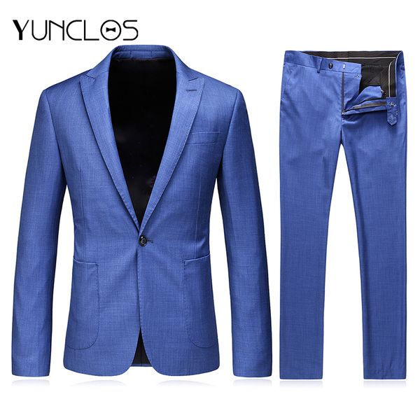 

yunclos 2019 business suits men's wedding slim fit suits single button male formal 2 pieces prom with pant for men, White;black