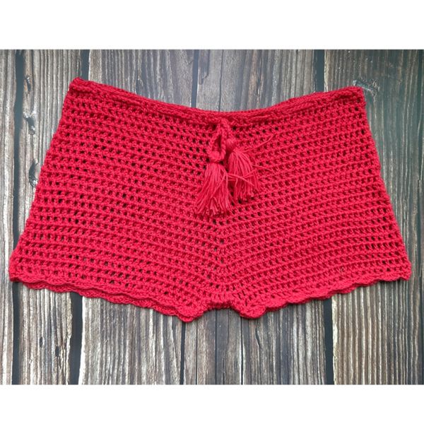 

women fashion handmade crochet mesh knit shorts hollow out shorts women casual solid color shorts, White;black