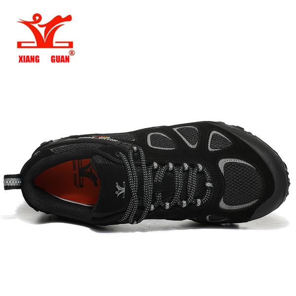 

new arrival classics style men hiking shoes lace up men sport outdoor jogging trekking sneakers fast, Black