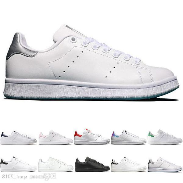 

2019 designer smith men women casual shoes green black white blue red pink silver mens stan fashion leather shoe flats sneakers on sale