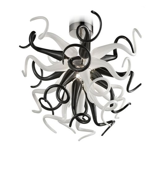 Lampadario di arte moderna Lampada da soffitto Lampade a sospensione Loft in vetro bianco e nero Apparecchio di illuminazione a LED 85V-265V