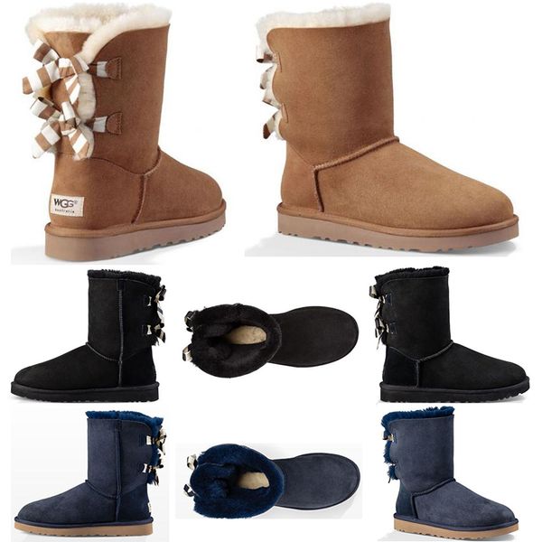 

2019 fashion wgg women s australia classic women girl flower tall boots snow winter boots khaki grey black bow boots outdoor shoes