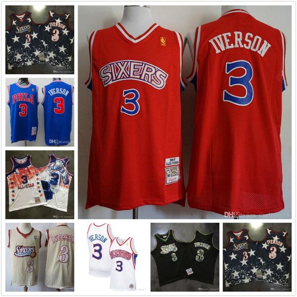 

2020 new fashion 3 iverson swingman nba jersey philadelphia 76ers retro mitchell & ness hardwoods classics hwc swingman basketball, Black