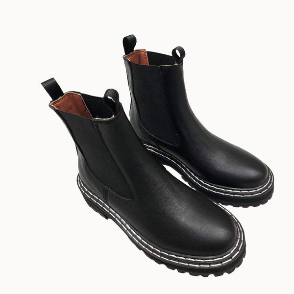 

new autumn and winter explosions martin boots short boots female leather thick with thick end knight motorcycle boots british wind factory, Black