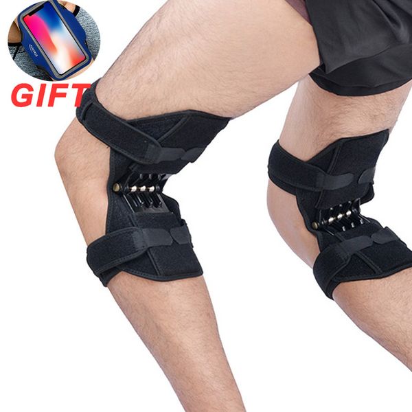 

joint support knee pads breathable powerful rebound spring force knee booster knee brace support for sports climbing power lift t191226, Black;gray