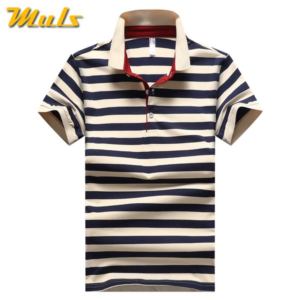 

2018 Summer Mens Polo Shirt Classic Striped Cotton Short Male Polo Men Tees Breathable Quick Dry Plus Size 4xl Red Muls Brand
