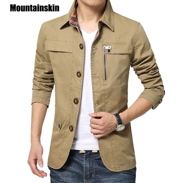 

mountainskin 2018 men's jacket coat 4xl casual solid men outerwear slim fit khaki army cotton male jackets brand clothing sa220, Black;brown