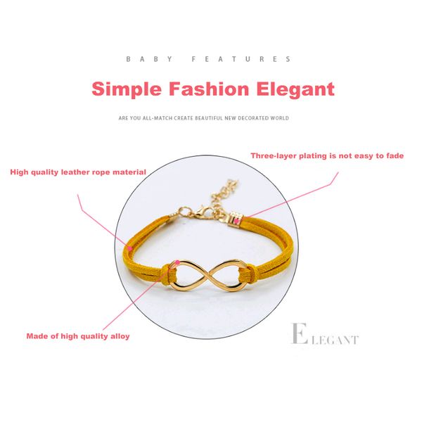 

european punk fashion vintage infinity 8 cross leather charm bracelets women gift rope bangles men jewelry pulseras, Black