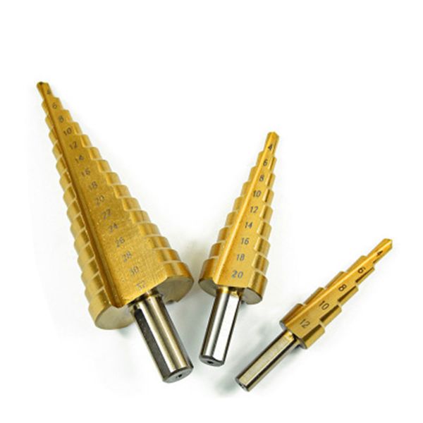 

hss 4-32 mm hss titanium coated step drill bit drilling power tools for metal high speed steel wood hole cutter step cone drill