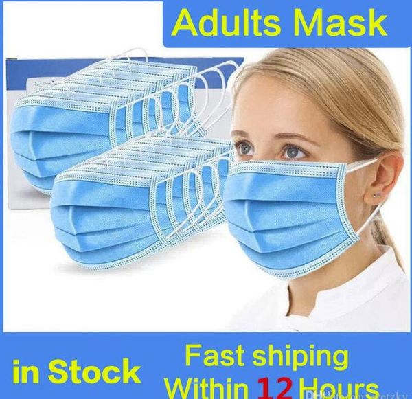 

US STOCK Disposable Face Mask 3 Layer Ear-loop Mouth Masks Cover 3-Ply Non-woven Disposable Mask Soft Breathable outdoor part DHL free ship