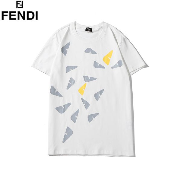 

fends italian brand t-shirt mens designer t-shirt luxury casual short-sleeved boutique little monster eyes print t-shirt wild sports t shirt, White;black