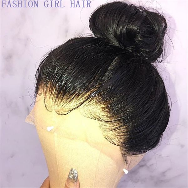 13x4 кружева передняя симулятор человеческих волос парики бразильские прямые синтетические парики 360 кружевной фронтальный парик предварительно сорванный с детскими волосами для женщин